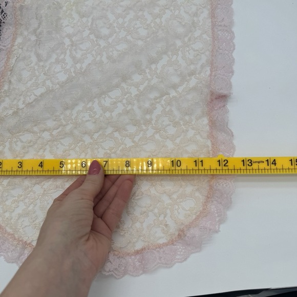 Vintage Lace Table Runners Black & Cream Pink Set Cottagecore Veil Bridal - Picture 7 of 12
